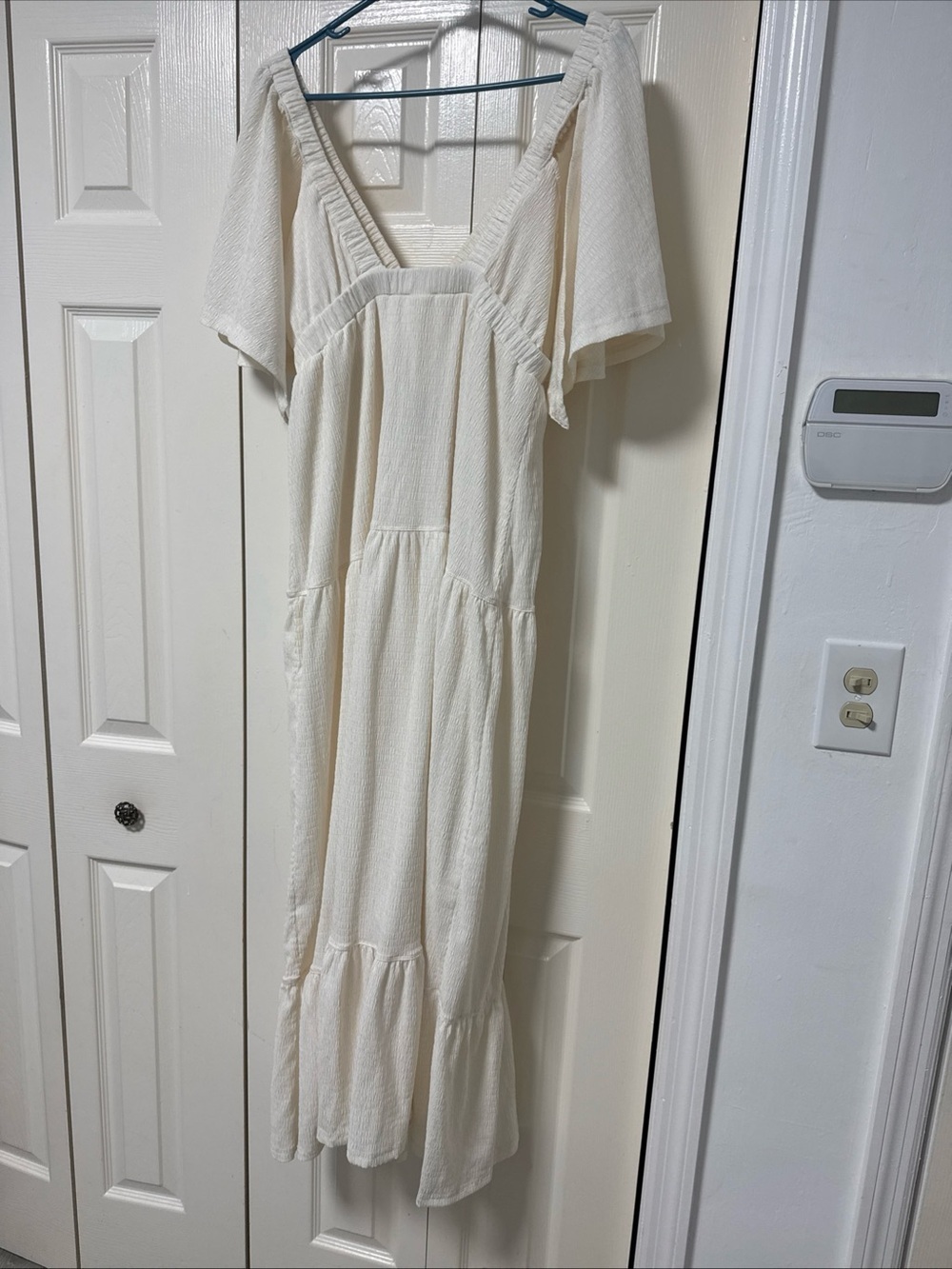 White V-Neck Tiered Flowy Women's Dress Kikibell B2 - Picture 7 of 10